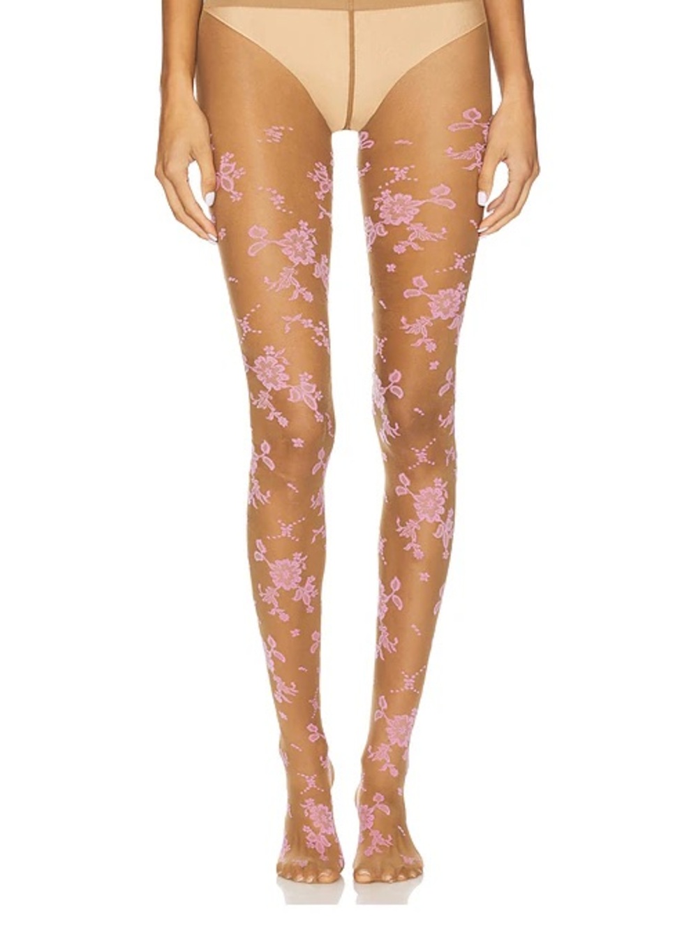 Free People Flocked Floral Tights in Pink Combo Size S/M NWT